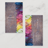 カラフルな葉や花のおしゃれな名刺 名刺 (正面/裏面)