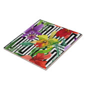 カラフルな蘭によっては水彩画パターンが開花します タイル (側面)