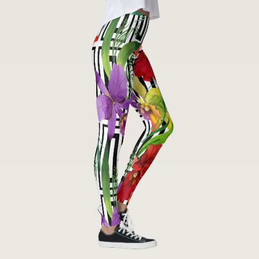 カラフルな蘭によっては水彩画パターンが開花します レギンス (右)