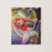 カラフルな虹とキュートな妖精 ジグソーパズル (縦)