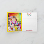 カラフルな虹と風船の写真 子供の誕生日 サンキューカード (内部)