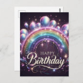 カラフルな虹と風船の誕生日ポストカード ポストカード (正面/裏面)