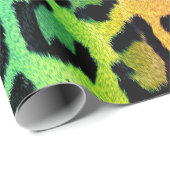 カラフルな虹によって染められるヒョウのプリントの点 ラッピングペーパー (ロールコーナー)