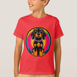 カラフルな虹に囲まれたダックスフンドの子犬 Tシャツ
