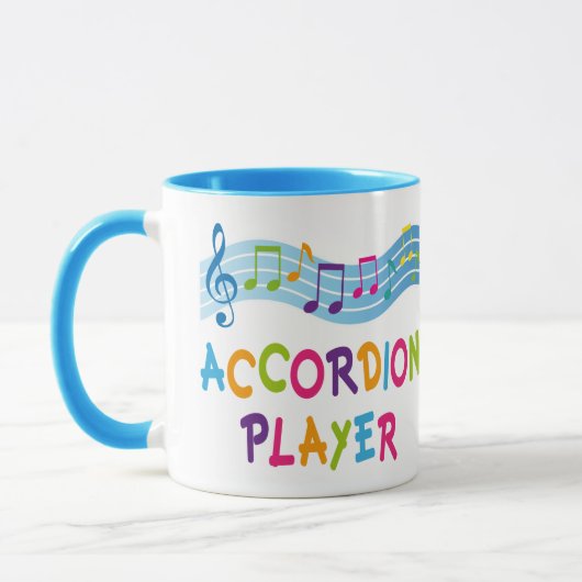 カラフルな虹のアコーディオンプレーヤーのギフト マグカップ (左)