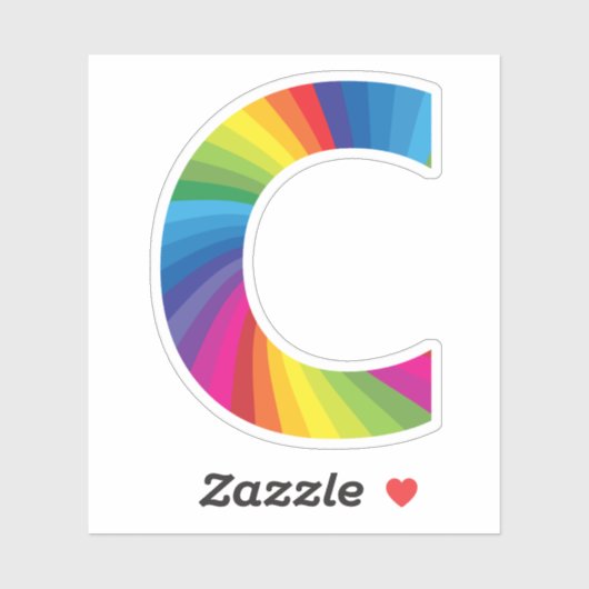 カラフルな虹のアルファベットC シール (シート)