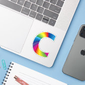カラフルな虹のアルファベットC シール (ノートパソコンとiPhone)
