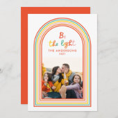 カラフルな虹のアーチ1枚の写真のクリスマス シーズンカード (正面/裏面)