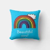 カラフルな虹のイラスト オーダーメイド クッション (正面)
