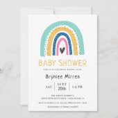 カラフルな虹のイラスト ベビーシャワー 招待状 (正面)