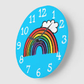 カラフルな虹のイラスト ラージ壁時計 (傾斜)