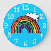 カラフルな虹のイラスト ラージ壁時計 (正面)