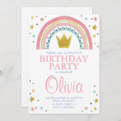カラフルな虹のカリグラフィー子供の誕生日招待状 招待状 (正面/裏面)