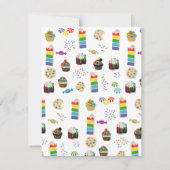 カラフルな虹のケーキ デザート & スプリンクル キッズ ノートカード (裏面)