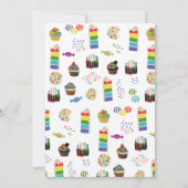 カラフルな虹のケーキ デザート & スプリンクル パターン サンキューカード (裏面)