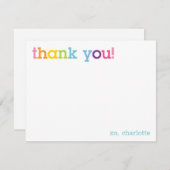 カラフルな虹のサンキュー ノートカード (正面/裏面)