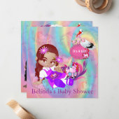 カラフルな虹のスパイラル ベビーシャワー招待状 ノートカード (正面/裏面インサイチュ)