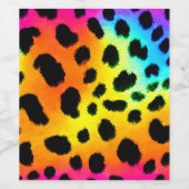 カラフルな虹のチーター シームレス パターン ワインラベル (シングルラベル)