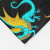 カラフルな虹のドラゴンの学校 フリースブランケット (角)