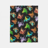 カラフルな虹のドラゴンの学校 フリースブランケット (正面)