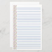 カラフルな虹のハートは文房具のバレンタインを並べました 便箋 (正面/裏面)