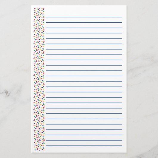 カラフルな虹のハートは文房具のバレンタインを並べました 便箋 (正面)