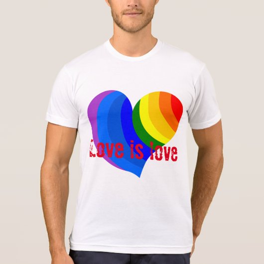 カラフルな虹のハートは"愛愛"であることを言います Tシャツ (正面)