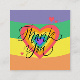 カラフルな虹のハート ありがとう バレンタインデー スクエア名刺