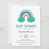 カラフルな虹のベビーシャワー 招待状 (正面)