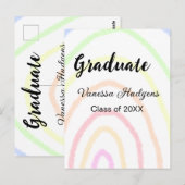 カラフルな虹のボヘミアンスタイルの卒業証書に名前と年度を追加 ポストカード (正面/裏面)