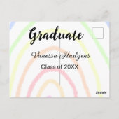 カラフルな虹のボヘミアンスタイルの卒業証書に名前と年度を追加 ポストカード (裏面)
