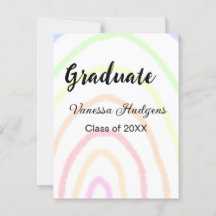 カラフルな虹のボヘミアンスタイルの卒業証書に名前と年度を追加