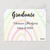 カラフルな虹のボヘミアンスタイルの卒業証書 名前と年度を追加 ポストカード (裏面)