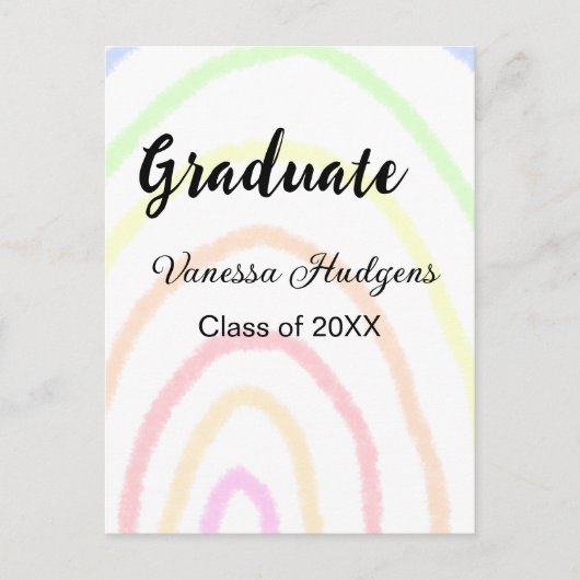 カラフルな虹のボヘミアンスタイルの卒業証書 名前と年度を追加 ポストカード (正面)