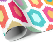 カラフルな虹のモダンなイカットの種族パターン ラッピングペーパー (ロールコーナー)