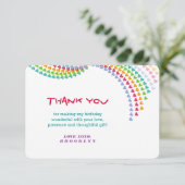 カラフルな虹のラブハートのスパークルズバースデー サンキューカード (スタンド正面)