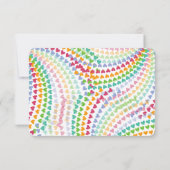 カラフルな虹のラブハートのスパークルズバースデー サンキューカード (裏面)