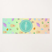 カラフルな虹の恐竜の卵の子供用ヨガマット男子名前入りモノグラム ヨガマット (正面(横))