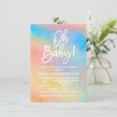 カラフルな虹の水彩画 おしゃれなベイビーシャワーのご案内 招待状 (スタンド正面)