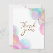 カラフルな虹の泡の白いベビーシャワー サンキューカード (正面)
