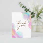 カラフルな虹の泡の白いベビーシャワー サンキューカード (スタンド正面)