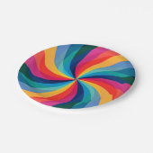 カラフルな虹の渦巻 ペーパープレート (アングル)