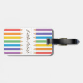 カラフルな虹の着色は学校の子供を書きます ラゲッジタグ (裏面横)