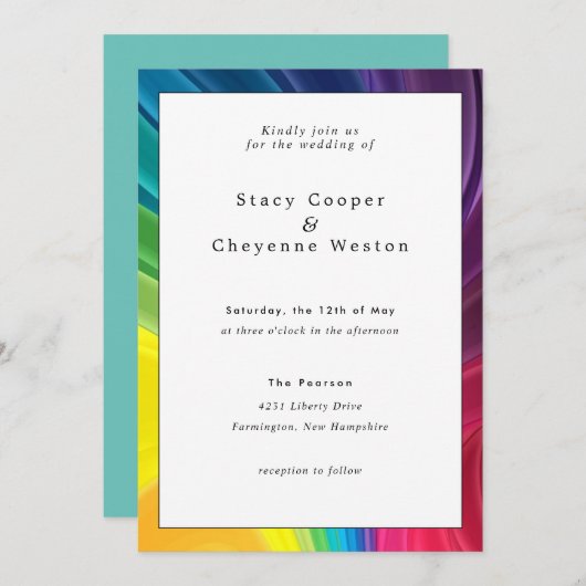 カラフルな虹の結婚式招待状 招待状 (正面/裏面)