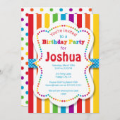 カラフルな虹の誕生日のパーティの招待状 招待状 (正面/裏面)