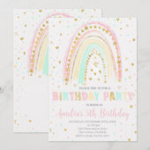 カラフルな虹の誕生日招待状, 虹 招待状 (正面/裏面)