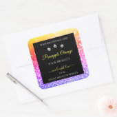 カラフルな虹の輝きとブラックの製品ラベル スクエアシール (封筒)