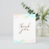 カラフルな虹の雲の白いベビーシャワー サンキューカード (スタンド正面)