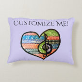 カラフルな虹の音楽ハート落書き - カスタマイズ可能 アクセントクッション (裏面)