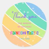 カラフルな虹の1歳誕生日 ラウンドシール (正面)
